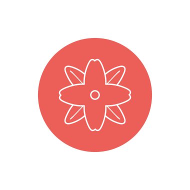 Flower inside red circle line block style icon set vector design
