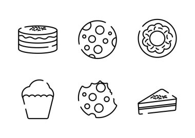 Sweet food line style icon set vector design