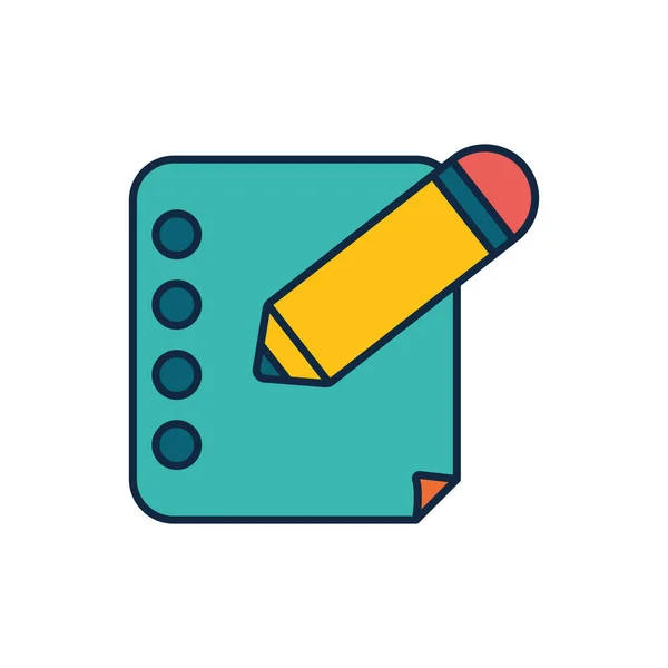 Isolated school pencil and paper line fill style icon vector design — Stockový vektor