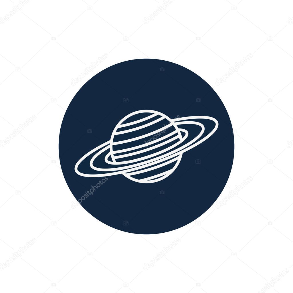 Isolated saturn line block style icon vector design