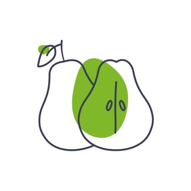 İzole armut çizgisi renk ikonu vektör tasarımı