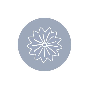 Flower inside purple circle line block style icon set vector design