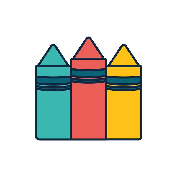 Isolated school crayons line fill style icon vector design — Stockový vektor