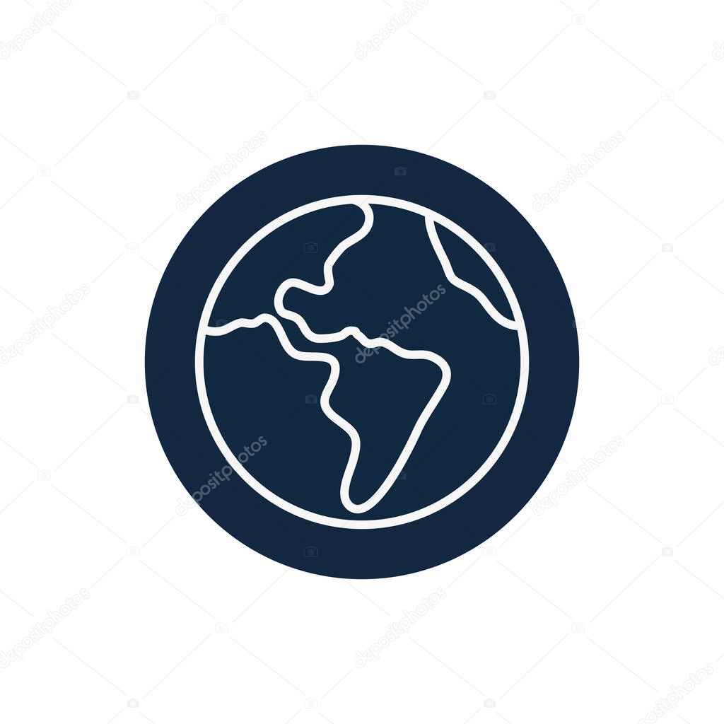 Isolated world sphere line block style icon vector design