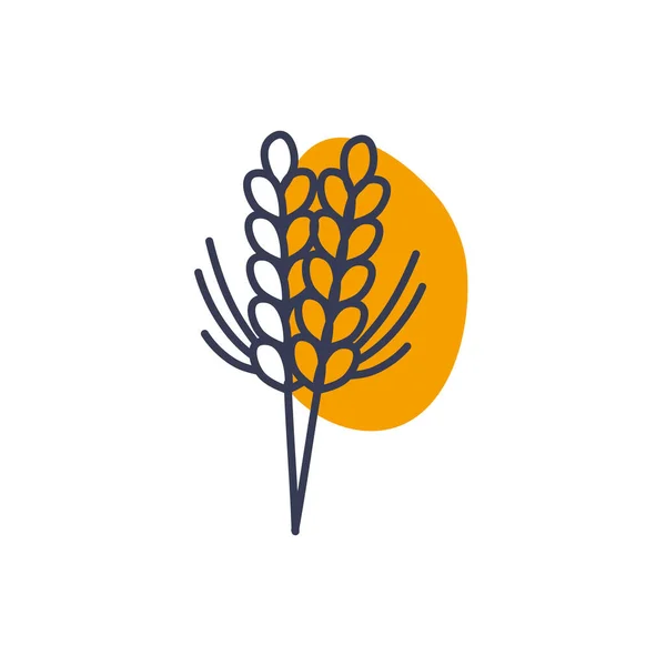 Diseño de vectores de icono de estilo de color de línea de espiga de trigo aislado — Vector de stock