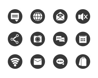 Social media block flat style icon set vector design