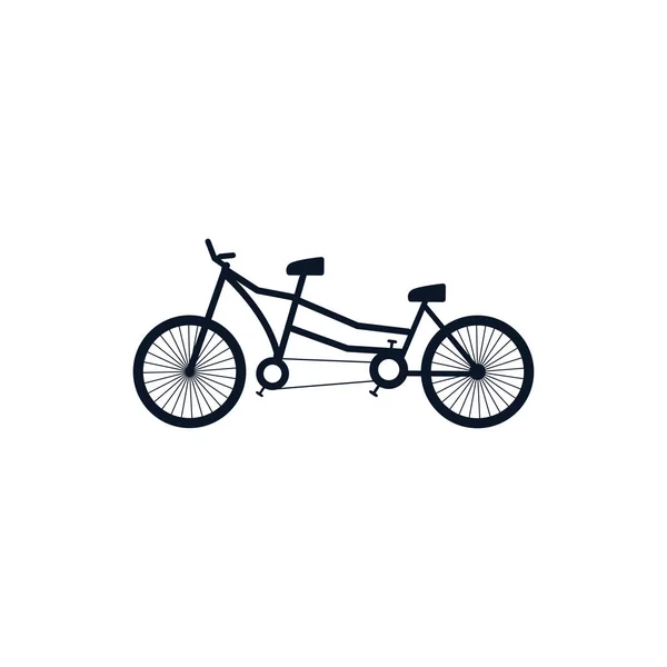 Bicicletta isolata per due design vettoriale icona stile silhouette — Vettoriale Stock