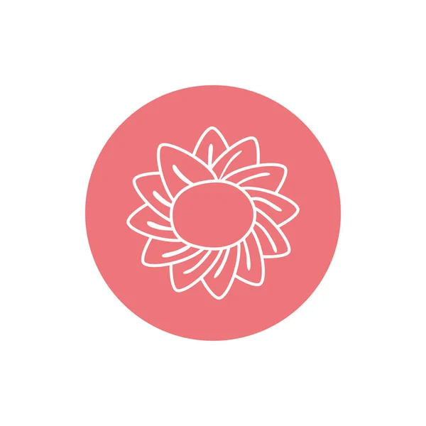 Fleur à l'intérieur rose cercle ligne bloc style icône ensemble vectoriel design — Image vectorielle