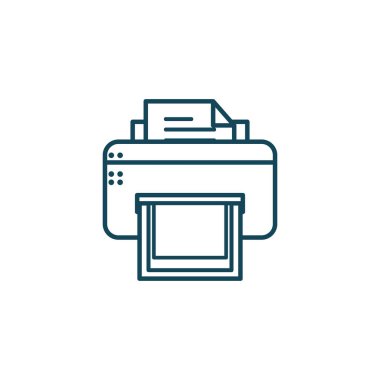 Isolated printer with data document line style icon vector design