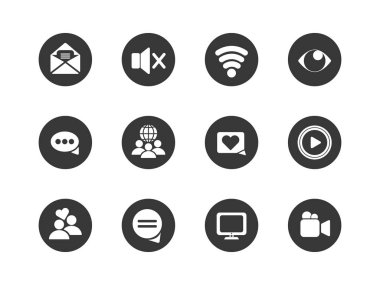 Social media block flat style icon set vector design