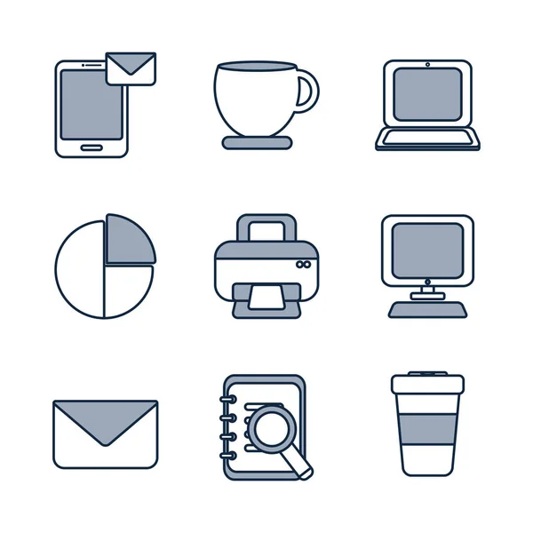 Icono de estilo de medio color de oficina aislado diseño vectorial — Vector de stock