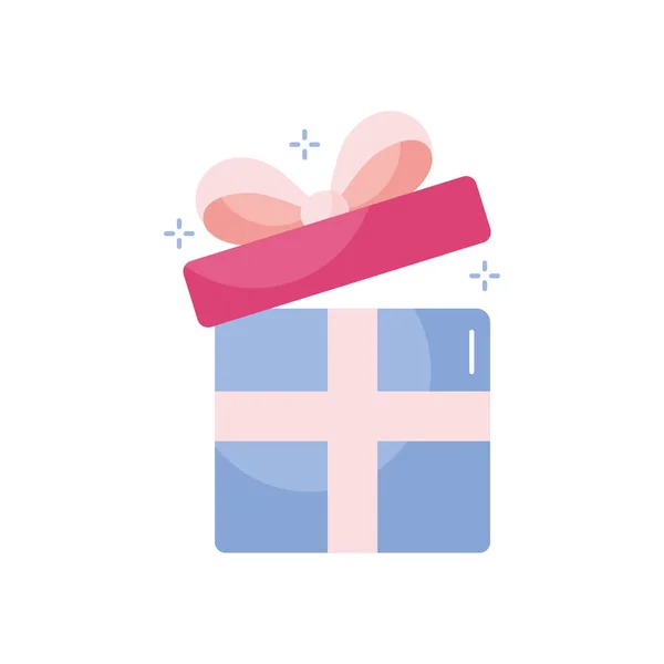 Isolated party gift with bowtie flat style icon vector design — ストックベクタ