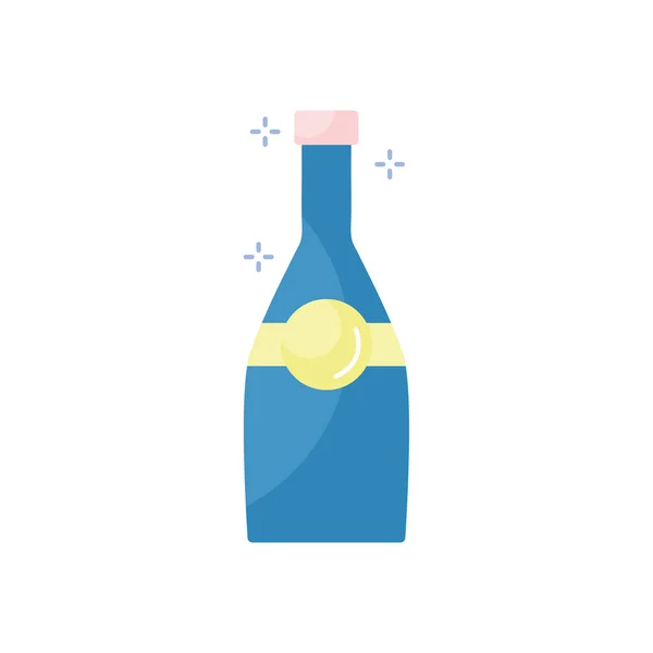 Bouteille de champagne isolée style plat icône vectoriel design — Image vectorielle