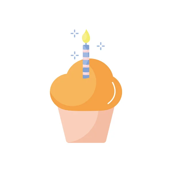 Happy birthday cupcake flat style icon vector design — 스톡 벡터