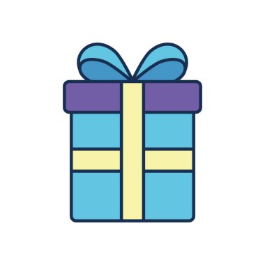 Isolated party gift with bowtie line fill style icon vector design