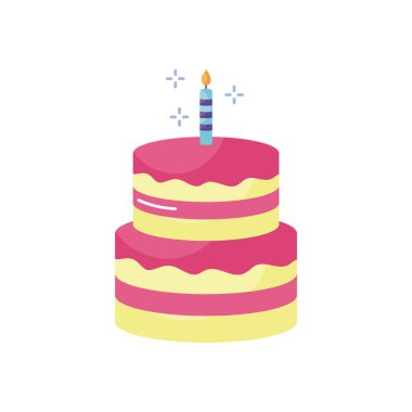 Happy birthday cake flat style icon vector design