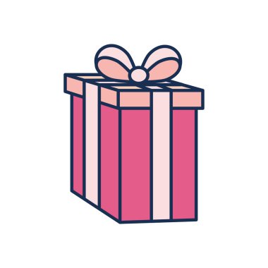 Isolated party gift with bowtie line fill style icon vector design