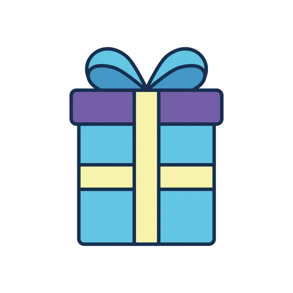 Isolated party gift with bowtie line fill style icon vector design — ストックベクタ