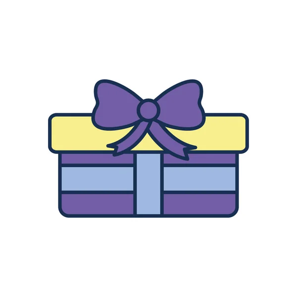 Isolated party gift with bowtie line fill style icon vector design — Stok Vektör
