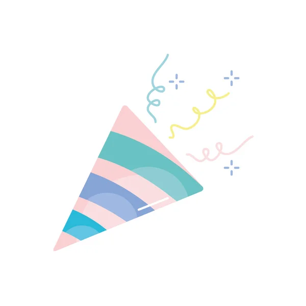 Isolated party confetti cone flat style icon vector design — 스톡 벡터