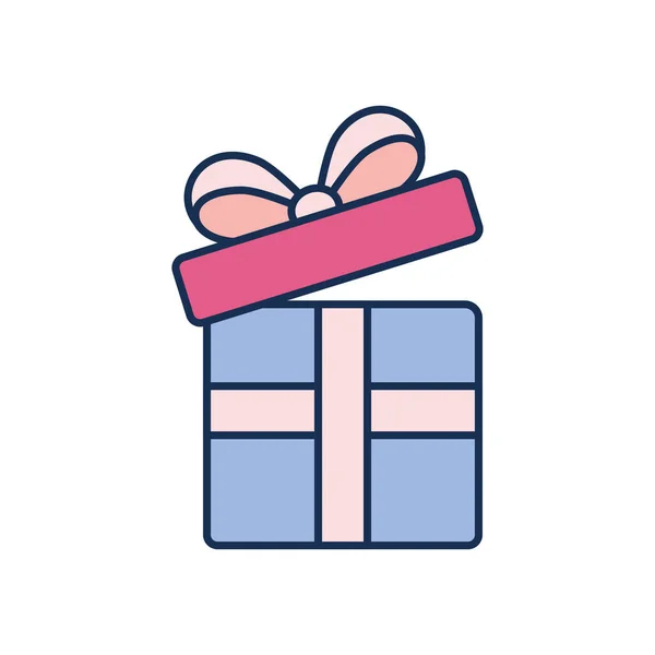 Isolated party gift with bowtie line fill style icon vector design — ストックベクタ