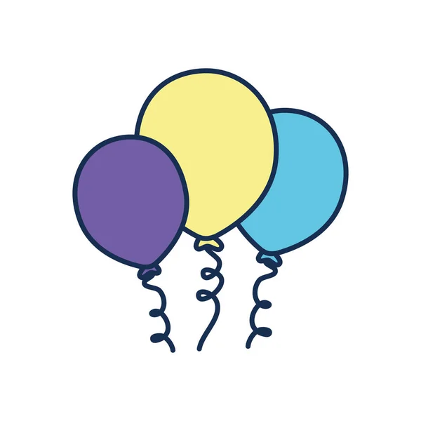 Isolated party balloons line fill style icon vector design — 스톡 벡터