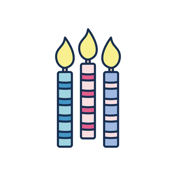 Isolated party candles line fill style icon vector design — Stockový vektor