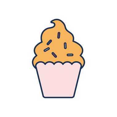 Isolated cupcake dessert line fill style icon vector design
