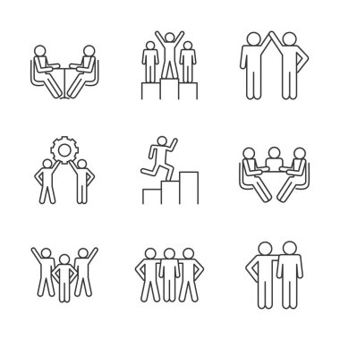 Isolated avatars line style icon set vector design