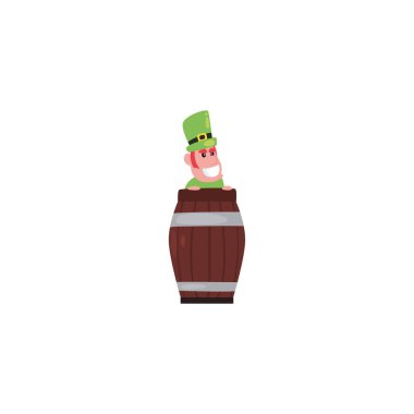 Isolated elf and barrel of saint patrcks day fill style icon vector design