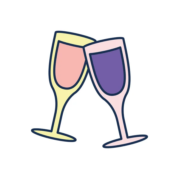 Изолированные чашки шампанского линии заполнения стиль иконки векторный дизайн — стоковый вектор