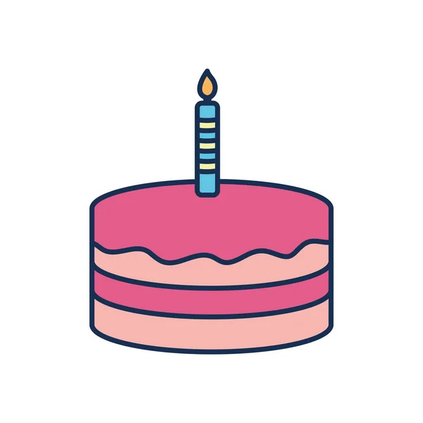 Joyeux anniversaire gâteau ligne remplissage style icône vectoriel design — Image vectorielle