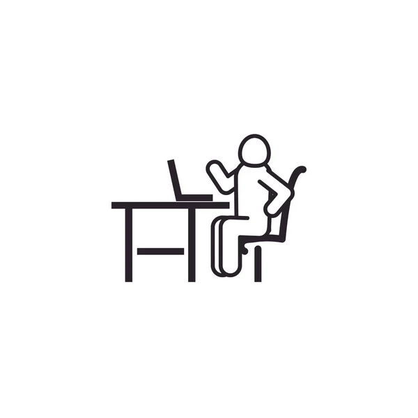 Isolated avatar seated with laptop line style icon vector design — Διανυσματικό Αρχείο
