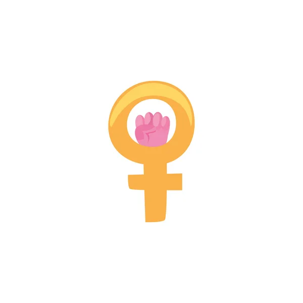 Diseño de vector de icono de estilo de relleno de puño y género femenino aislado — Vector de stock