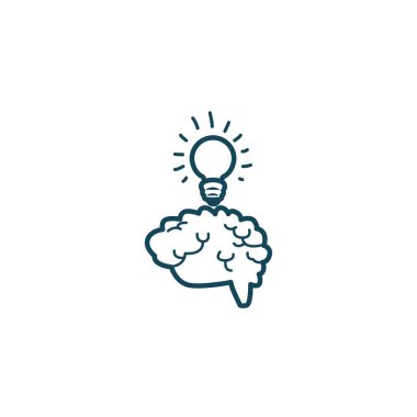 Isolated human brain and light bulb line style icon vector design