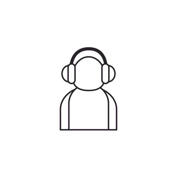 Avatar isolado com fones de ouvido design de vetor ícone estilo linha — Vetor de Stock