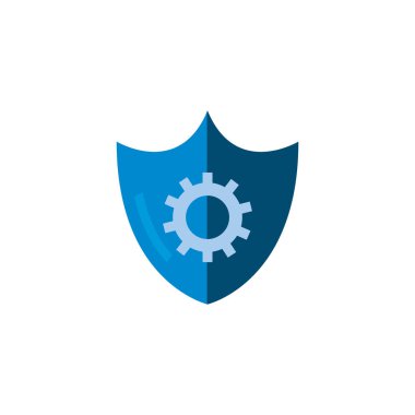 Isolated metal gear inside shield fill style icon vector design