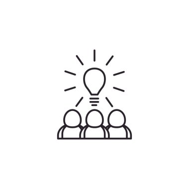 Isolated avatars and light bulb line style icon vector design