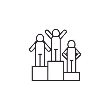 Isolated avatars on podium line style icon vector design