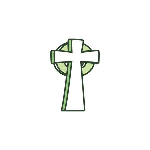 Croce isolata di santo patrcks giorno linea stile icona vettoriale design — Vettoriale Stock