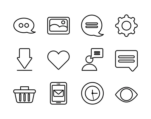 Diseño de vectores conjunto de iconos de línea de redes sociales — Vector de stock