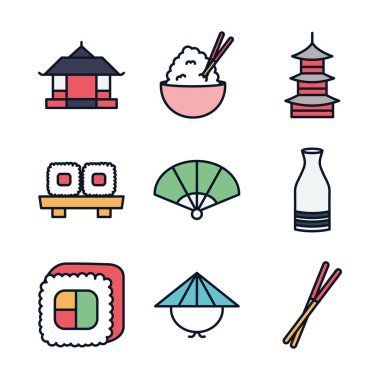 İzole edilmiş Japon ev hattı doldurma ikonu vektör tasarımı