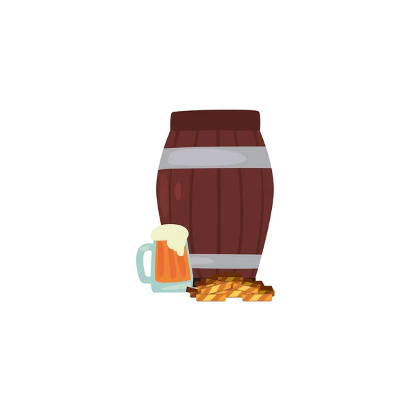 Isolated baeer barrel and coins of saint patrcks day fill style icon vector design — 스톡 벡터