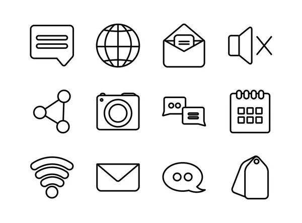 Diseño de vectores conjunto de iconos de línea de redes sociales — Vector de stock