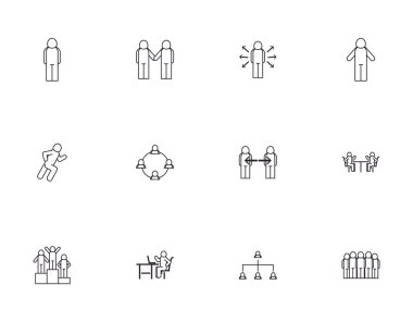 Isolated avatars line style icon set vector design