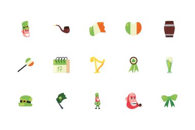 Isolated saint patrcks day fill style icon set vector design