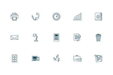 Office and business line style icon set vector design