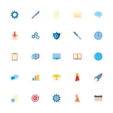 Isolated office and business fill style icon set vector design