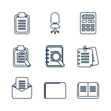 Isolated office half line half color style icon set vector design