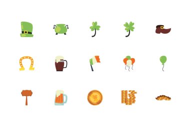 Isolated saint patrcks day fill style icon set vector design